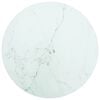 vidaXL Tafelblad &Oslash;30x0,8 cm gehard glas met marmerontwerp wit