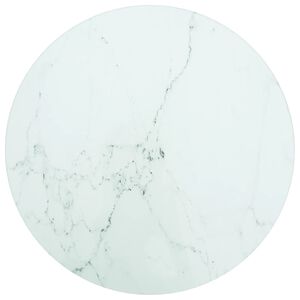 vidaXL Tafelblad &Oslash;30x0,8 cm gehard glas met marmerontwerp wit