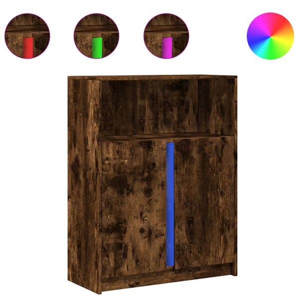 vidaXL Dressoir met LED 77x34x100 cm bewerkt hout gerookt eikenkleurig