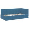 vidaXL Hoekbedframe met Matras met matras 2 pcs Blauw Fluweel