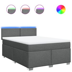 vidaXL Boxspring met matras stof donkergrijs 160x200 cm