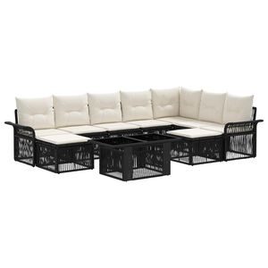 vidaXL Tuinbankenset 10 st Zwart en Cream Wit poly rattan