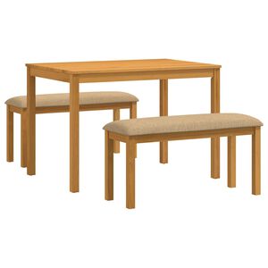 vidaXL Eetkamerset 3 st Beige Massief Eikenhout