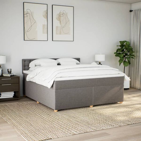vidaXL Boxspring met matras stof taupe 180x200 cm