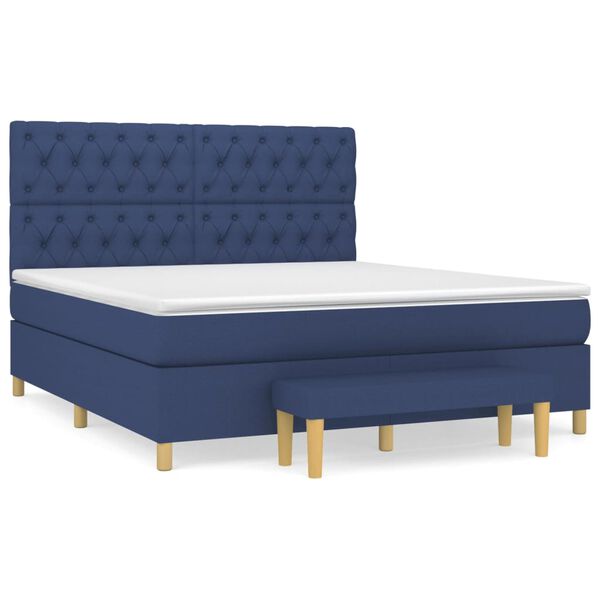vidaXL Boxspring met matras stof blauw 160x200 cm