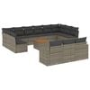 vidaXL 14-delige Loungeset met kussens poly rattan grijs