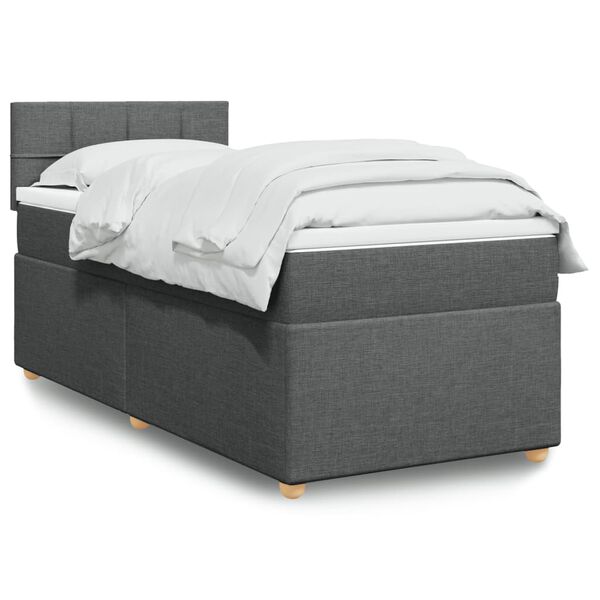 vidaXL Boxspring met matras stof donkergrijs 100x200 cm