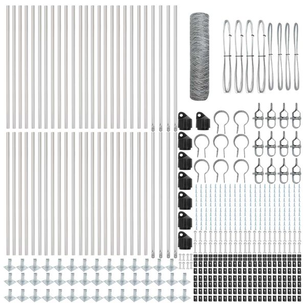 vidaXL Afrasteringspaal Zilver 100 x 0,8 m (50 mm gaas) Staal