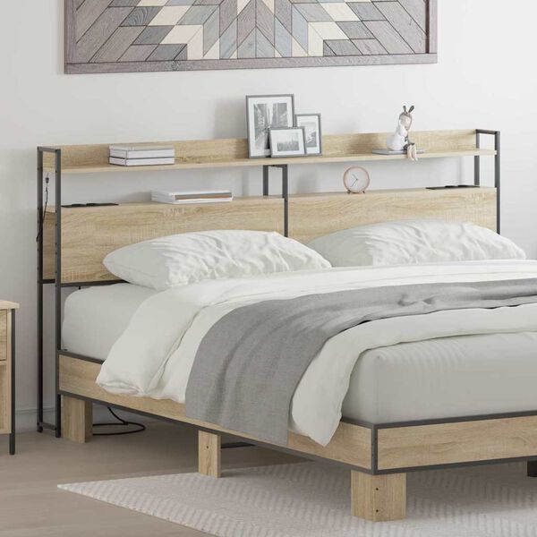 vidaXL Opslag hoofdbord met plank Sonoma eiken 180 cm Bewerkt hout