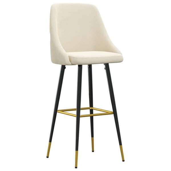 vidaXL Barkrukken 2 st fluweel cr&egrave;mekleurig