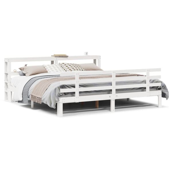 vidaXL Bedframe met hoofdeinde zonder matras 180x200 cm wit