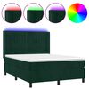 vidaXL Boxspring met matras en LED fluweel donkergroen 140x200 cm