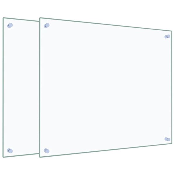 vidaXL Spatschermen keuken 2 st 70x60 cm gehard glas transparant