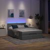 vidaXL Bed poef met matras en LED's 140x200 cm stof donkergrijs