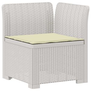 vidaXL E&eacute;npersoons Tuinbank met Kussen Rattan Look PP Wit