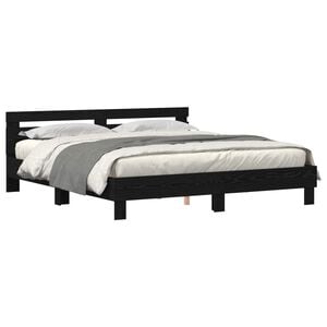 vidaXL Bedframe met LED Zwart Eiken 200 x 200 cm Bewerkt hout