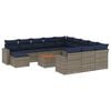vidaXL 13-delige tuinbankset met kussens, grijs polyrotan