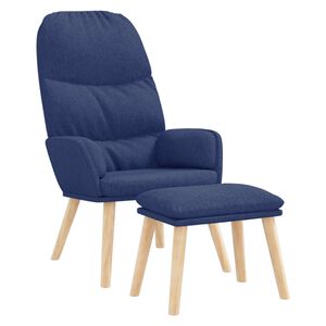 vidaXL Relaxstoel met voetenbank stof blauw