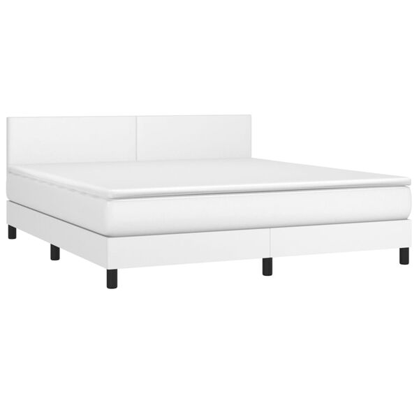 vidaXL Boxspring met matras en LED kunstleer wit 160x200 cm