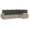 vidaXL 5-delige Loungeset met kussens poly rattan lichtgrijs