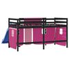 vidaXL Kinderhoogslaper met gordijnen 80x200 cm grenenhout roze