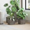 vidaXL Plantenmand met opslag 3 pcs Grijs Kubu Rattan