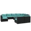 vidaXL 10-delige Loungeset met kussens poly rattan zwart