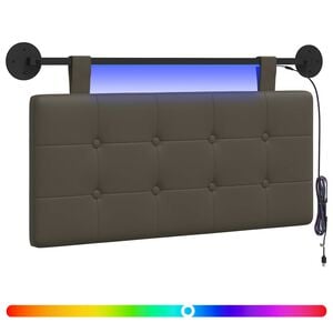 vidaXL Hangend hoofdbord Met LED-verlichting Grijs Kunstleer