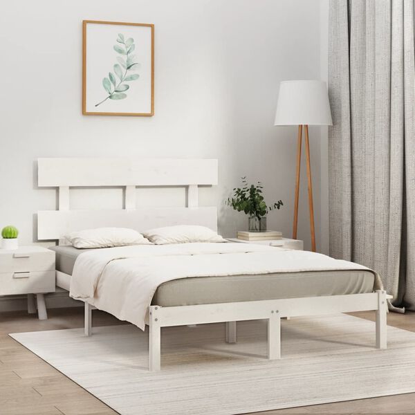 vidaXL Bedframe massief hout wit 180x200 cm