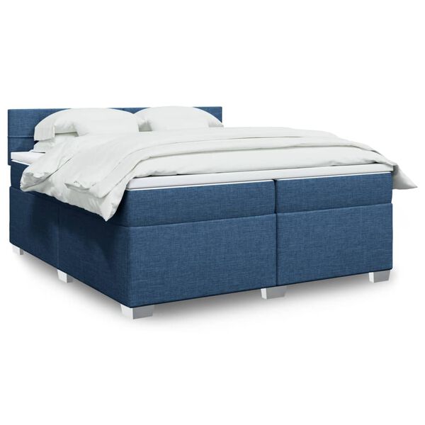 vidaXL Boxspring met matras stof blauw 200x200 cm