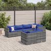 vidaXL 7-delige Loungeset met kussens poly rattan grijs