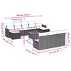 vidaXL 11-delige Loungeset met kussens poly rattan zwart