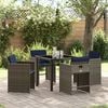 vidaXL Tuin eettafelset met kussen 5 pcs Grijs poly rattan