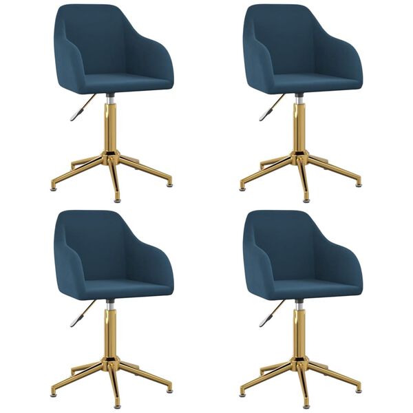 vidaXL Eetkamerstoelen draaibaar 4 st fluweel blauw