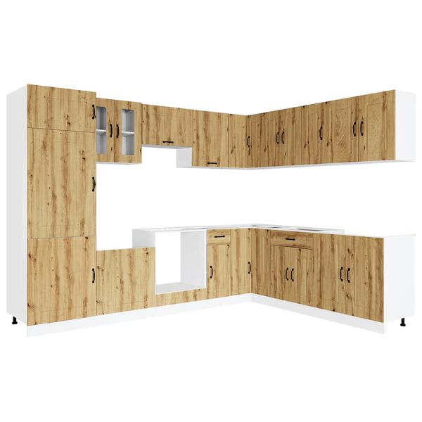 vidaXL 14-delige Keukenkastenset Kalmar bewerkt hout artisanaal eiken