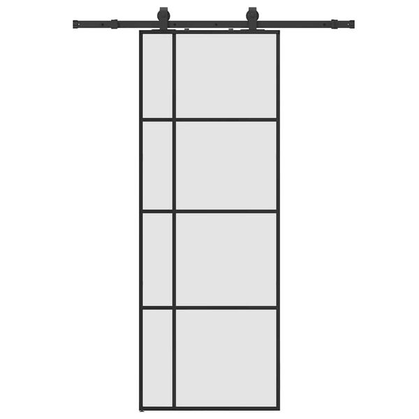 vidaXL Schuifdeur met beslagset 76x205 cm ESG glas zwart