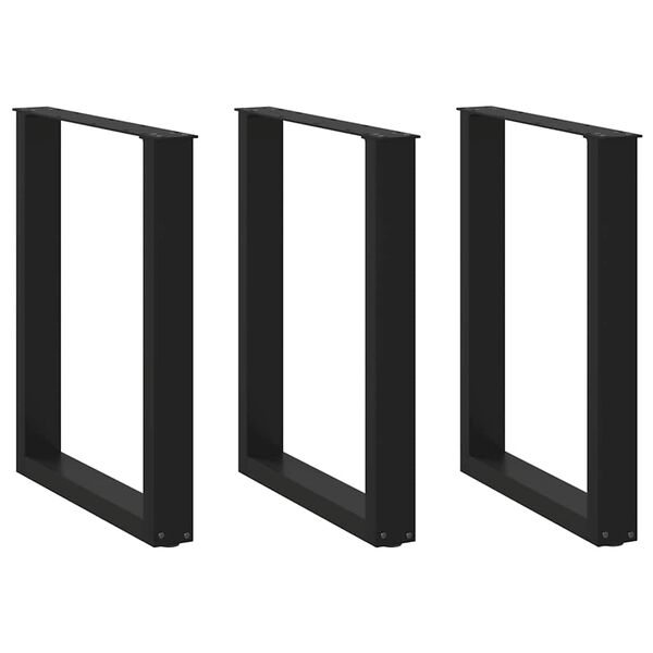 vidaXL Eettafelpoten 3 st U-vormig 70x(72-73) cm staal zwart