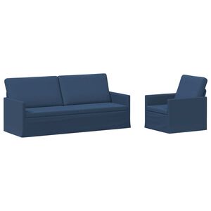vidaXL Bankstel 2 pcs Blauw Stof