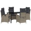 vidaXL Tuin eettafelset met kussen 5 pcs Grijs poly rattan