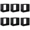vidaXL Wandschappen kubus 6 st 22x15x22 cm hoogglans zwart