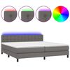 vidaXL Boxspring met matras en LED kunstleer grijs 200x200 cm