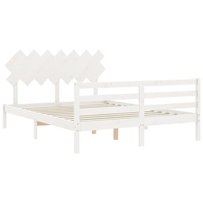 vidaXL Bedframe met hoofdbord massief hout wit 140x200 cm