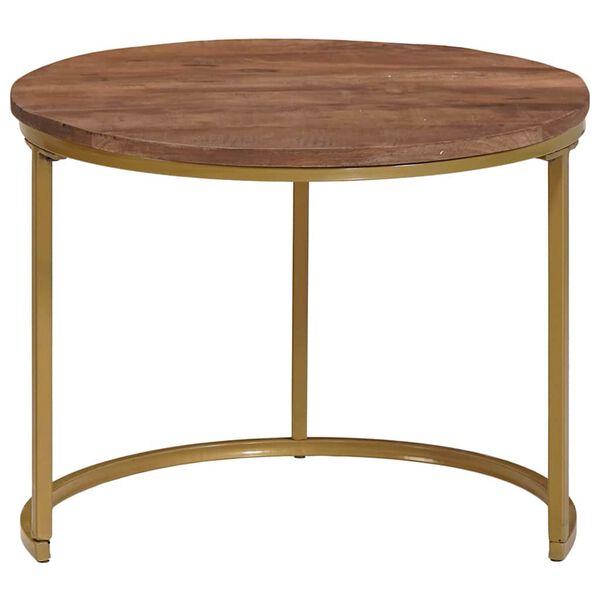 vidaXL Nest Koffietafels 2 pcs Donkerbruin Massief mangohout en staal