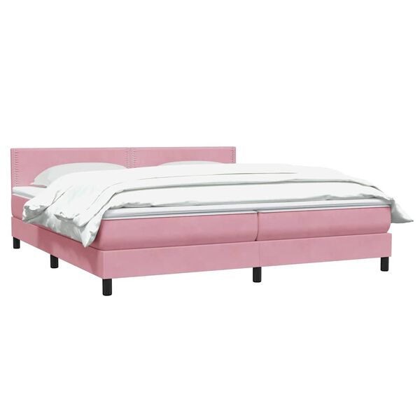 vidaXL Boxspring met matras fluweel roze 180x220 cm