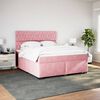 vidaXL Boxspring met matras fluweel roze 180x200 cm