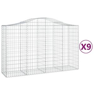 vidaXL Schanskorven 9 st gewelfd 200x50x120/140 cm ijzer