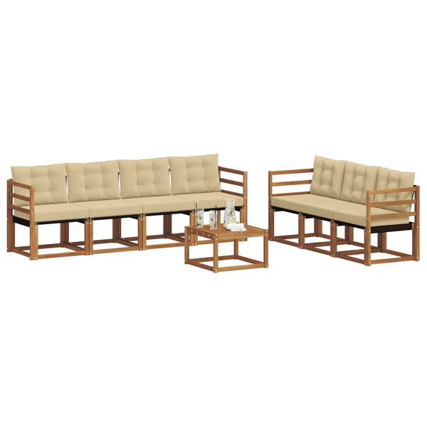 vidaXL Buiten bankenset met kussen 8 pcs Natuurlijk en Beige