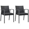 vidaXL Tuinstoelen 2 st met kussens 56,5x57x83 cm poly rattan zwart