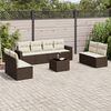 vidaXL 9-delige Loungeset met kussens poly rattan bruin
