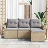 vidaXL Tuin Sofa Set met kussen met opslag 4 pcs Beige Poly riet